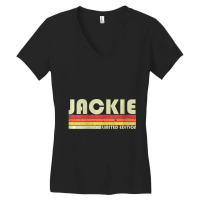 Womens Jackie Name Personalized Retro Vintage Birthday V-neck Women's V-neck T-shirt | Artistshot