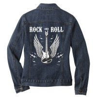 Rock And Roll Music Guitar Lovers Ladies Denim Jacket | Artistshot