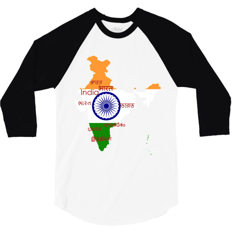 India In Its Various Languages 3/4 Sleeve Shirt by cm-arts | Artistshot