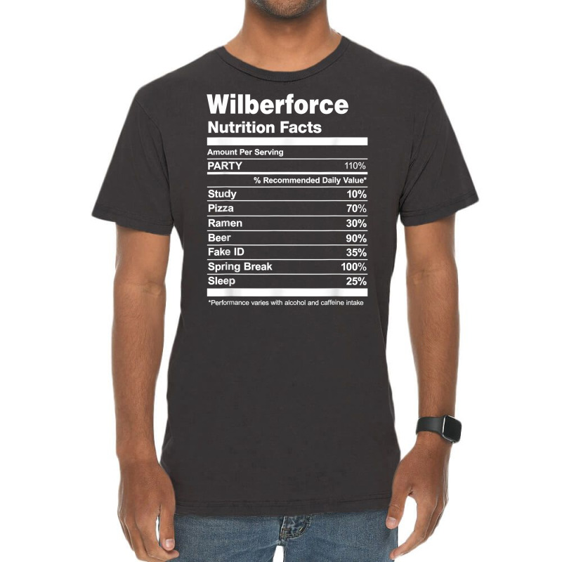 Wilberforce Nutrition Facts College University T Shirt Vintage T-shirt | Artistshot