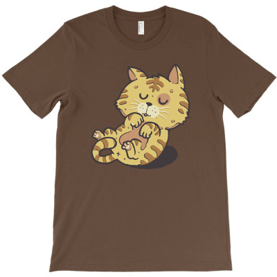 Sleepy Cute Ginger Kitten Cat T-shirt Designed By Laylai