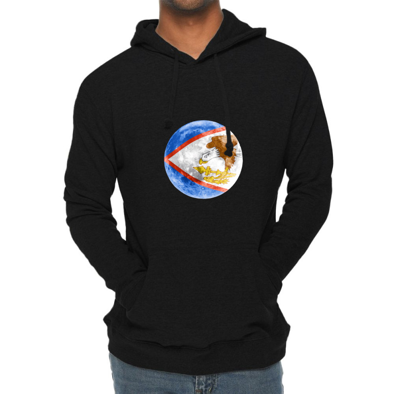 American Samoa American Samoan Flag Moon - Gift For American Samoan Fr Lightweight Hoodie by HeatherThomas | Artistshot