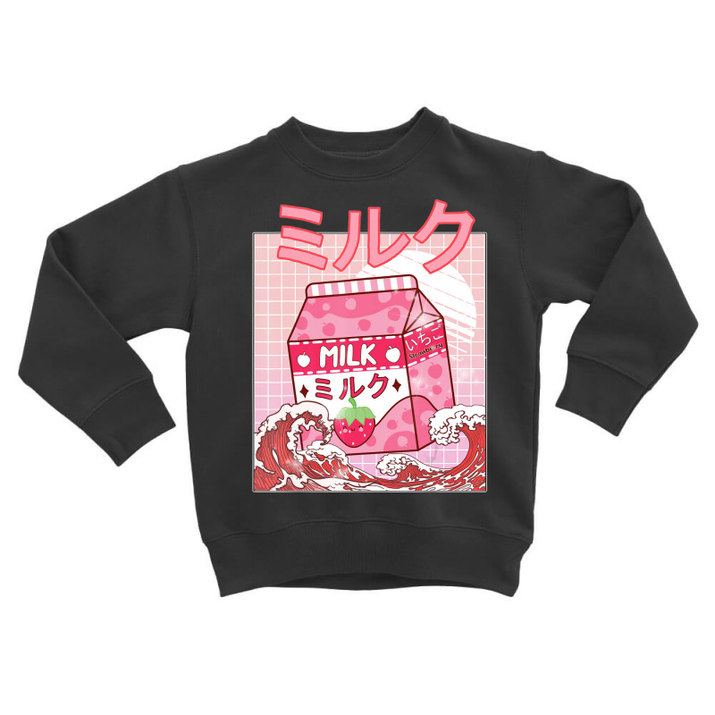 Strawberry Milk Pink Japanese Retro 90s Anime Kawaii Girls Toddler Sweatshirt by cm-arts | Artistshot