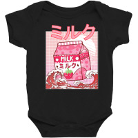 Strawberry Milk Pink Japanese Retro 90s Anime Kawaii Girls Baby Bodysuit | Artistshot