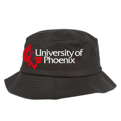 University Of Phoenix   White Red Bucket Hat Designed By Balqis Tees