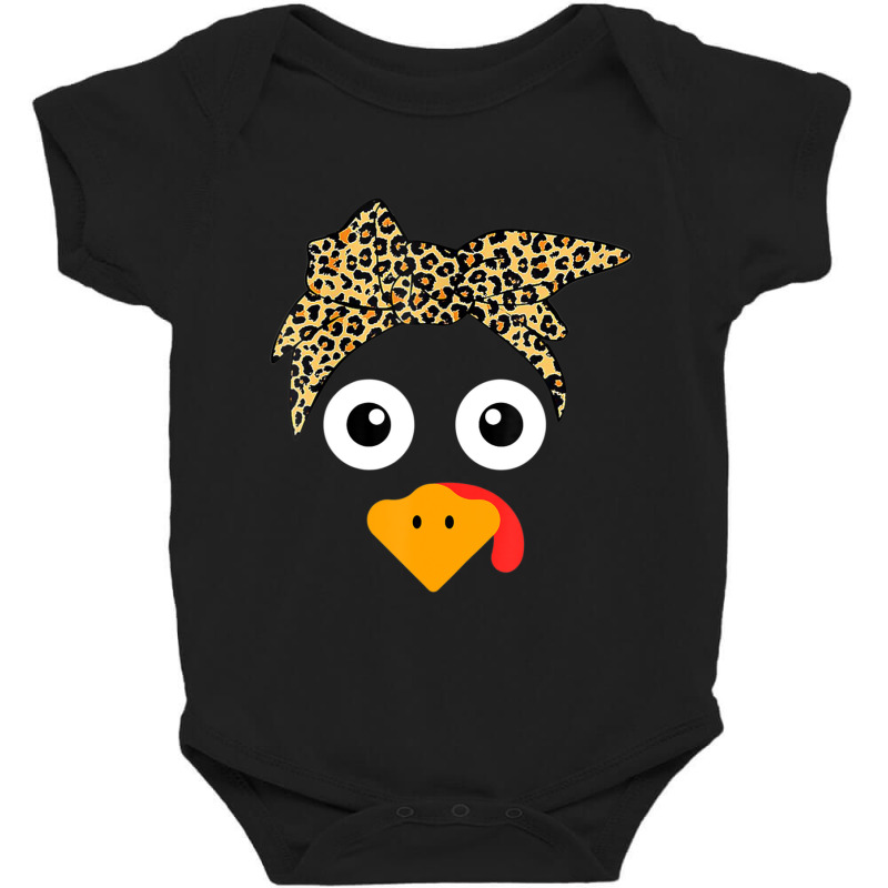 Womens Turkey Face Leopard Headband Thanksgiving Pilgrim Baby Bodysuit by cm-arts | Artistshot