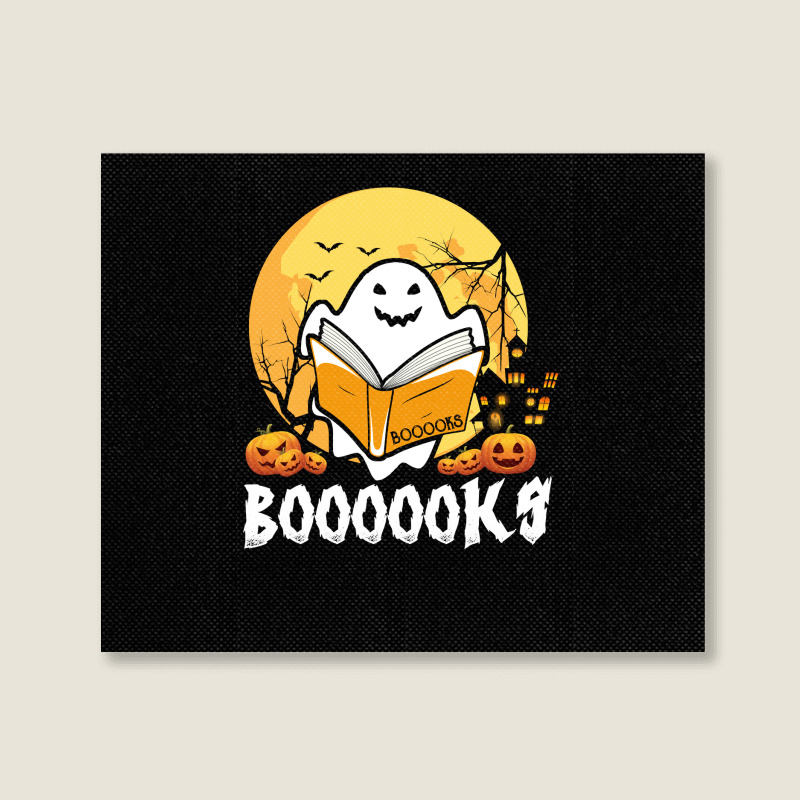 Booooks Ghost Boo Read Books Library Teacher Moon Bookworm Landscape Canvas Print | Artistshot