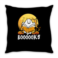 Booooks Ghost Boo Read Books Library Teacher Moon Bookworm Throw Pillow | Artistshot