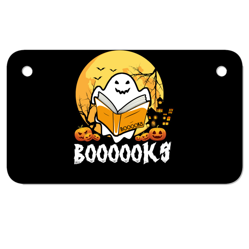 Booooks Ghost Boo Read Books Library Teacher Moon Bookworm Motorcycle License Plate | Artistshot