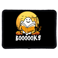 Booooks Ghost Boo Read Books Library Teacher Moon Bookworm Rectangle Patch | Artistshot