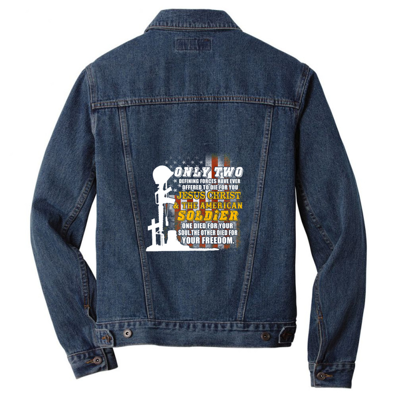 American Soldier And Jesus 1 Men Denim Jacket | Artistshot