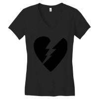 Black Broken Flash Heart Women's V-neck T-shirt | Artistshot