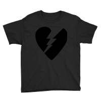 Black Broken Flash Heart Youth Tee | Artistshot