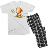 Drawing Of Cute Teddy Bear With Butterfly Men's T-shirt Pajama Set | Artistshot