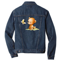 Drawing Of Cute Teddy Bear With Butterfly Men Denim Jacket | Artistshot