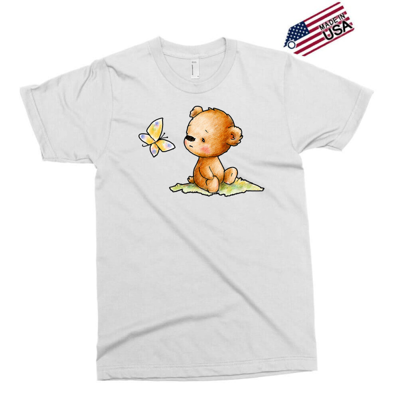 Drawing Of Cute Teddy Bear With Butterfly Exclusive T-shirt | Artistshot