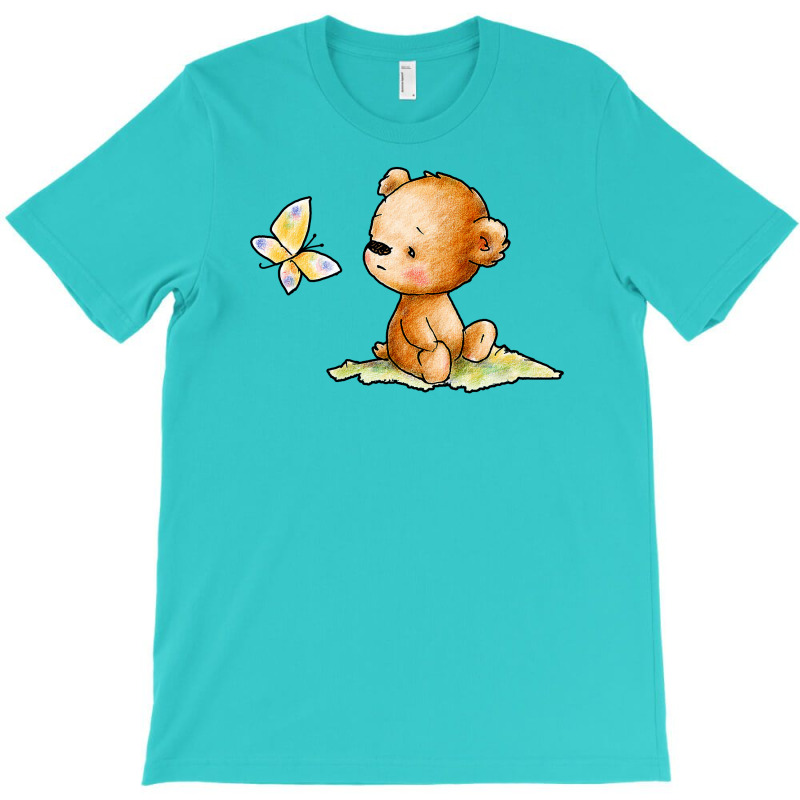 Drawing Of Cute Teddy Bear With Butterfly T-shirt | Artistshot