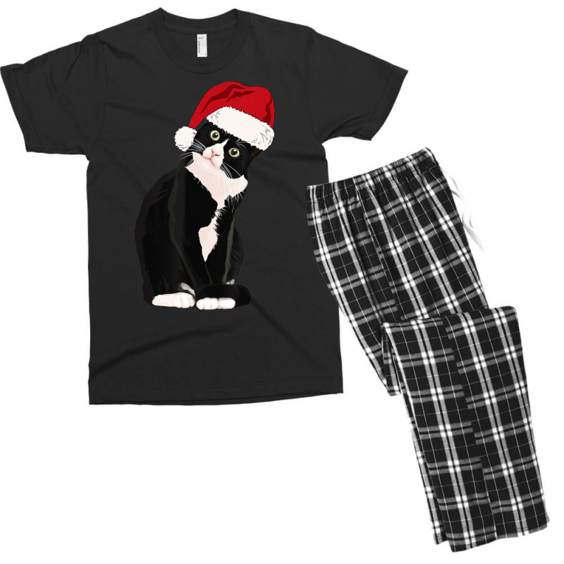 Tuxedo Cat Meow Christmas Cat Catmas Cute Tuxie Lover Men's T-shirt Pajama Set by cm-arts | Artistshot