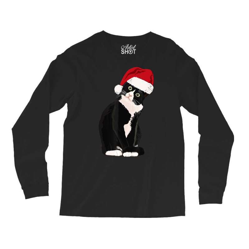 Tuxedo Cat Meow Christmas Cat Catmas Cute Tuxie Lover Long Sleeve Shirts by cm-arts | Artistshot