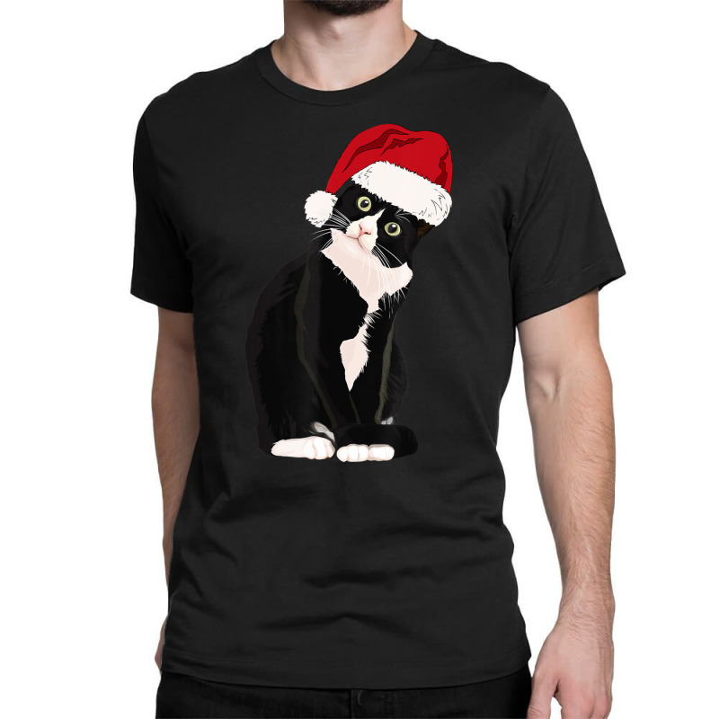 Tuxedo Cat Meow Christmas Cat Catmas Cute Tuxie Lover Classic T-shirt by cm-arts | Artistshot