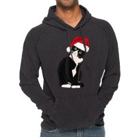 Tuxedo Cat Meow Christmas Cat Catmas Cute Tuxie Lover Vintage Hoodie | Artistshot