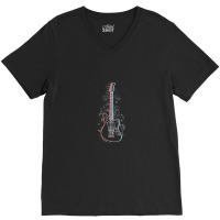 Offset Style Electric Guitar 3d Outline Flowering Vines V-neck Tee | Artistshot