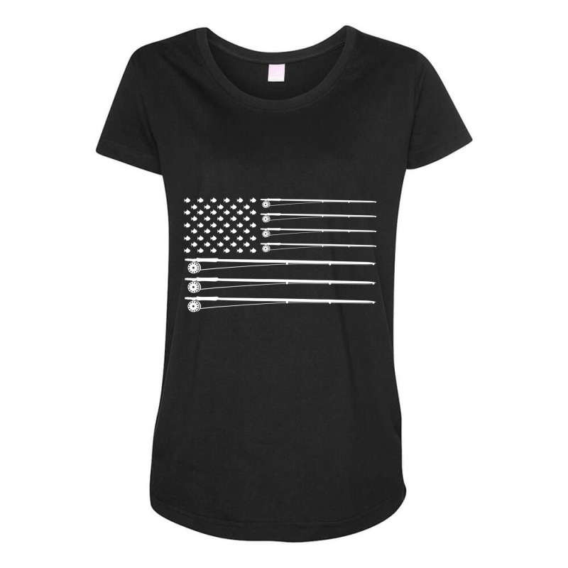 Fly Rod Fishing American Flag Maternity Scoop Neck T-shirt by cm-arts | Artistshot