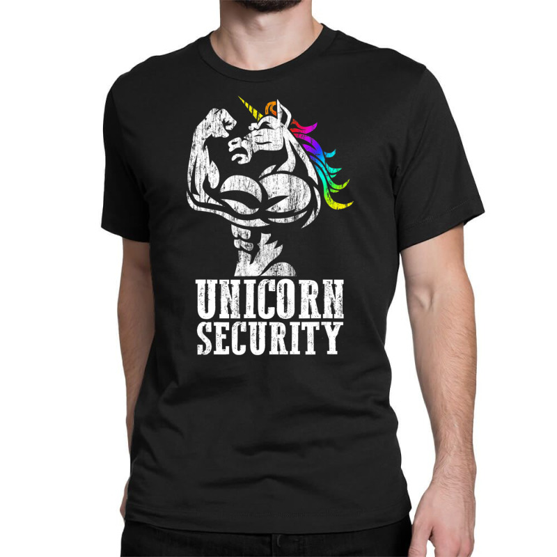 Unicorn Security Rainbow Muscle Manly Christmas Classic T-shirt | Artistshot