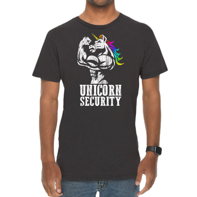 Unicorn Security Rainbow Muscle Manly Christmas Vintage T-shirt | Artistshot