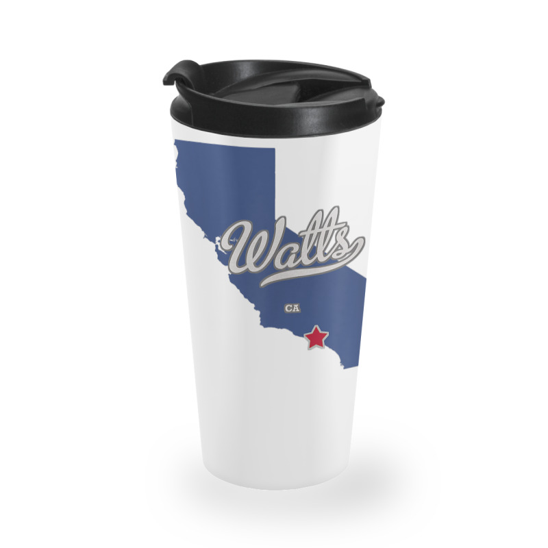 Watts California Los Angeles Ca Map T Shirt Travel Mug | Artistshot