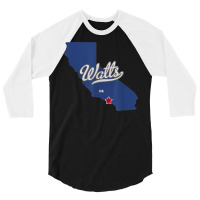 Watts California Los Angeles Ca Map T Shirt 3/4 Sleeve Shirt | Artistshot