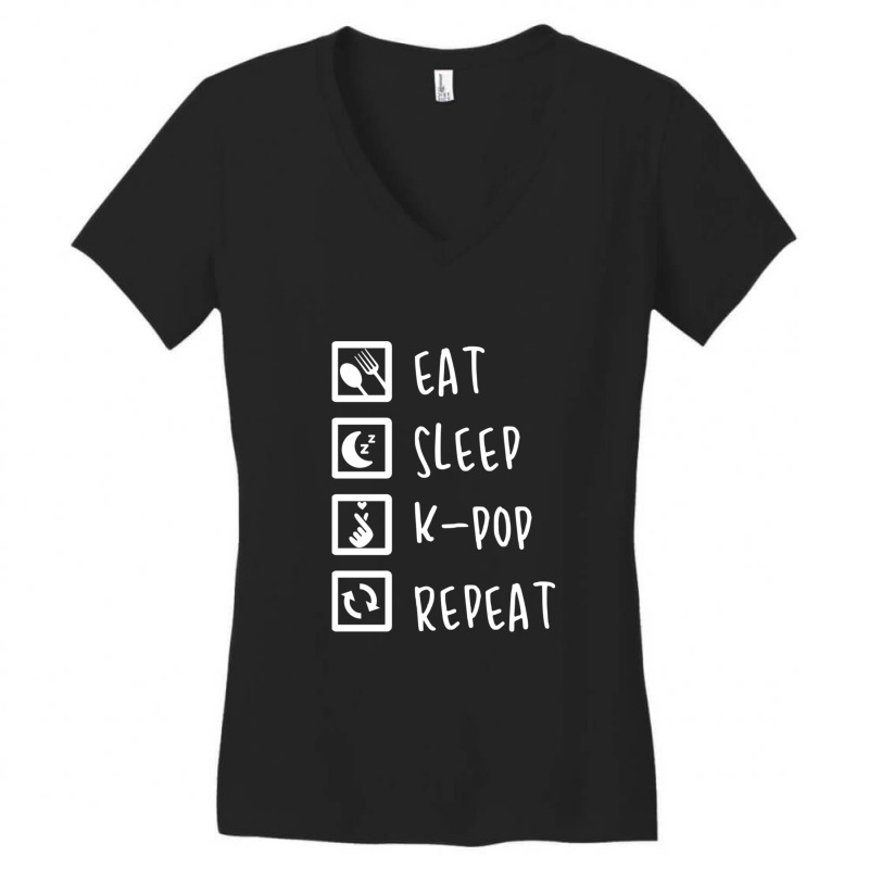 Eat Sleep K-pop Repeat Perfect Combination Music Shirt Essential Women's V-Neck T-Shirt by TimothyPickard | Artistshot