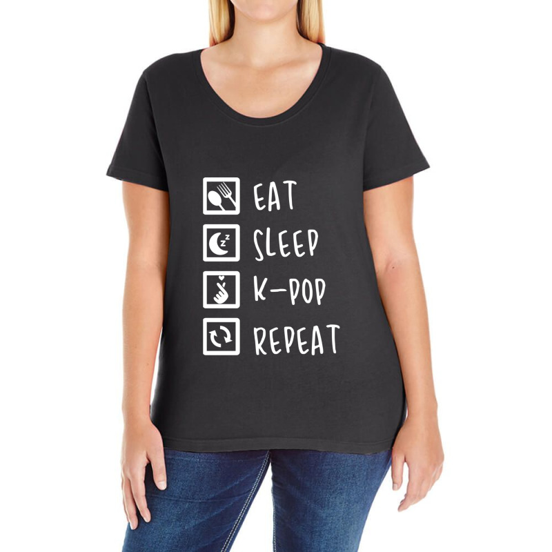 Eat Sleep K-pop Repeat Perfect Combination Music Shirt Essential Ladies Curvy T-Shirt by TimothyPickard | Artistshot