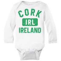 Cork Ireland Irl Gym Style Distressed Green Print Long Sleeve Baby Bodysuit | Artistshot