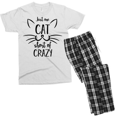 Just One Cat Short Of Crazy Men's T-shirt Pajama Set Designed By Desi