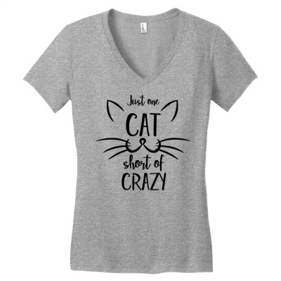 Just One Cat Short Of Crazy Women's V-neck T-shirt Designed By Desi