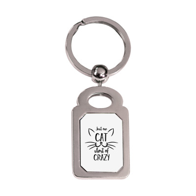 Just One Cat Short Of Crazy Silver Rectangle Keychain Designed By Desi
