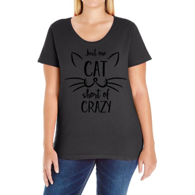 Just One Cat Short Of Crazy Ladies Curvy T-shirt Designed By Desi