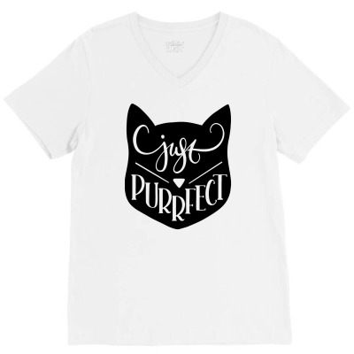Just Purrfect V-neck Tee Designed By Desi