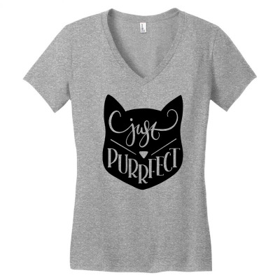 Just Purrfect Women's V-neck T-shirt Designed By Desi