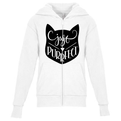 Just Purrfect Youth Zipper Hoodie Designed By Desi
