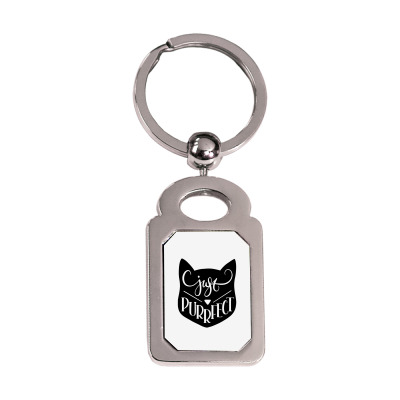 Just Purrfect Silver Rectangle Keychain Designed By Desi
