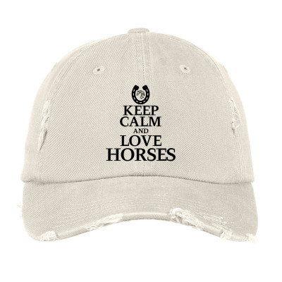 Keep Calm And Love Horses Vintage Cap Designed By Desi