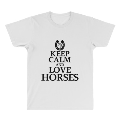 Keep Calm And Love Horses All Over Men's T-shirt Designed By Desi