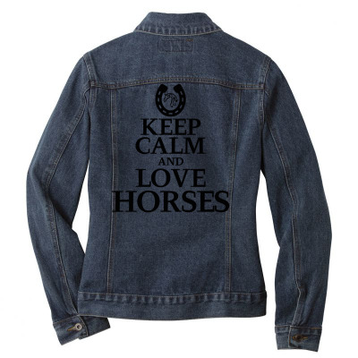 Keep Calm And Love Horses Ladies Denim Jacket Designed By Desi