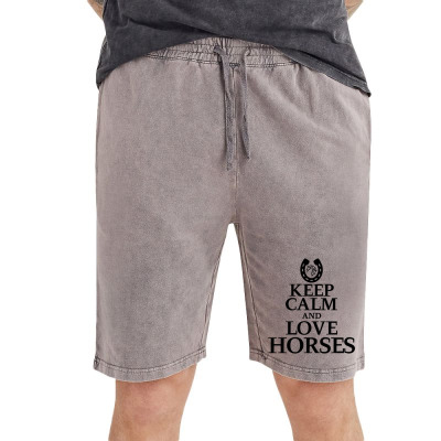 Keep Calm And Love Horses Vintage Short Designed By Desi