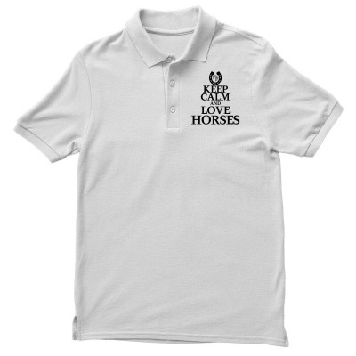 Keep Calm And Love Horses Men's Polo Shirt Designed By Desi