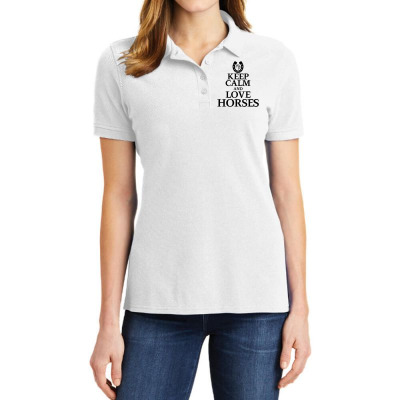 Keep Calm And Love Horses Ladies Polo Shirt Designed By Desi