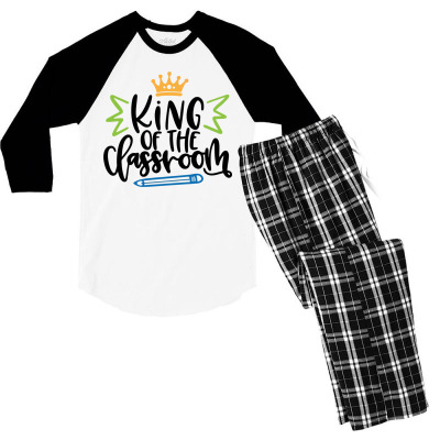 King Of The Classroom Men's 3/4 Sleeve Pajama Set Designed By Desi
