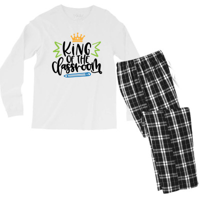 King Of The Classroom Men's Long Sleeve Pajama Set Designed By Desi